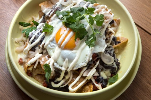 Chilaquiles (breakfast nachos).