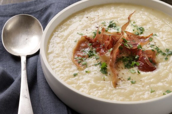 Potato and leek soup with parmesan.