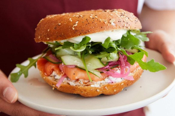 Smoked trout bagel.