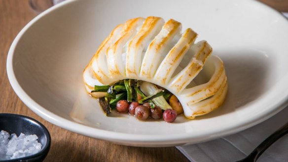 Plate it like a Slinky: Josh Niland's grilled calamari at Saint Peter.