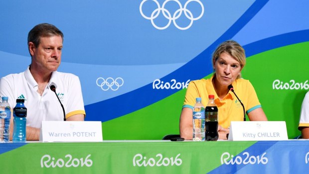 Sleep-in: Warren Potent and Kitty Chiller at a press conference in Rio.