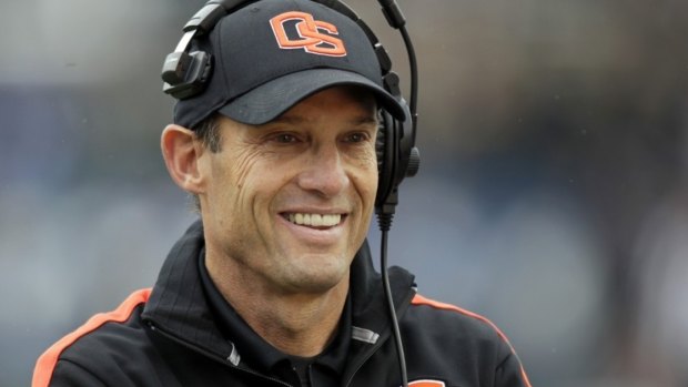 Once an object of a rapist's hatred: Mike Riley, former Oregon State University coach.