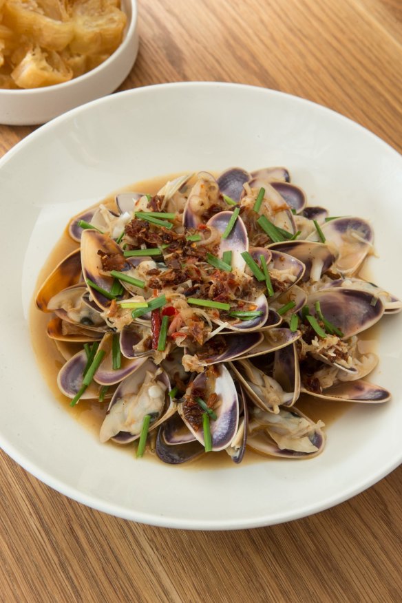 Pipis in XO sauce with savoury doughnuts at Bar Liberty.