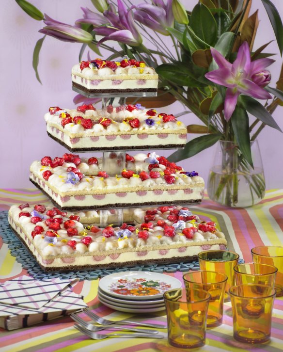  The raspberry and lychee cake was initially made by Black Star Pastry for a couple's big day, too. It was created as a wedding cake for locals in the Newtown area, where Black Star Pastry's first store is based. 