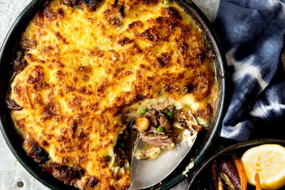 Epic shepherd's pie with roast dutch carrots.