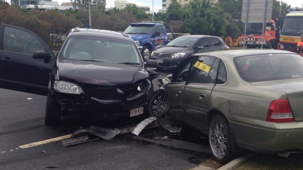 A two-vehicle crash on the Gold Coast Highway.
