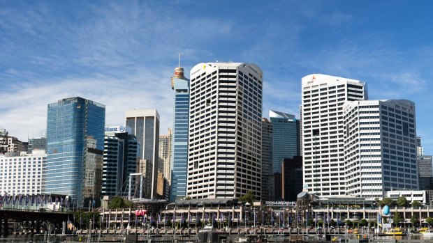 Photo of the site for the proposed new office tower at Cockle Bay Wharf, Sydney. 