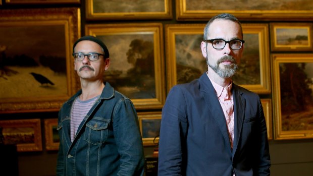 International fashion designers Viktor Horsting, right, and Rolf Snoeren at the National Gallery of Victoria.