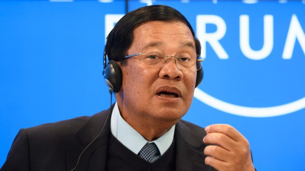 Cambodian Prime Minister Hun Sen speaks at the World Economic Forum in Davos in January.