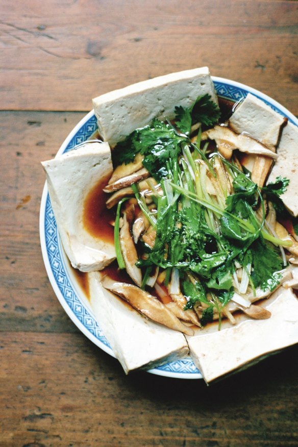 Hetty McKinnon's steamed tofu and shiitake mushrooms with ginger, spring onion and soy.