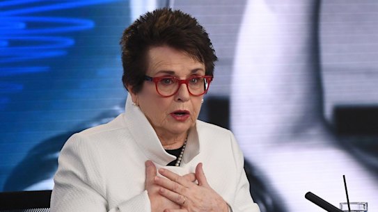 Billie Jean King speaks at a media conference ahead of the Australian Open where she called for the renaming of the Margaret Court Arena.