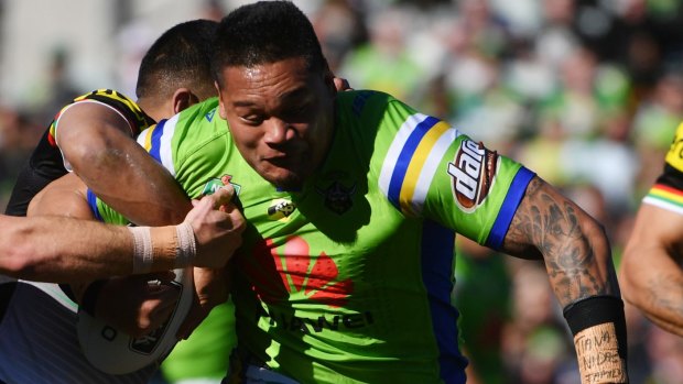 Gold Coast-bound?: Canberra are looking to offload Joey Leilua to get under the salary cap.