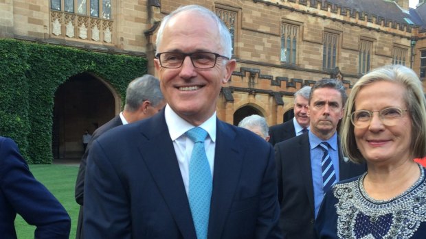 Malcolm Turnbull and his wife Lucy at the University of Sydney on Saturday where the Prime Minister reaffirmed his support for an Australian republic.