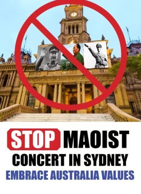 A flyer opposing the Mao commemoration at Sydney Town Hall.