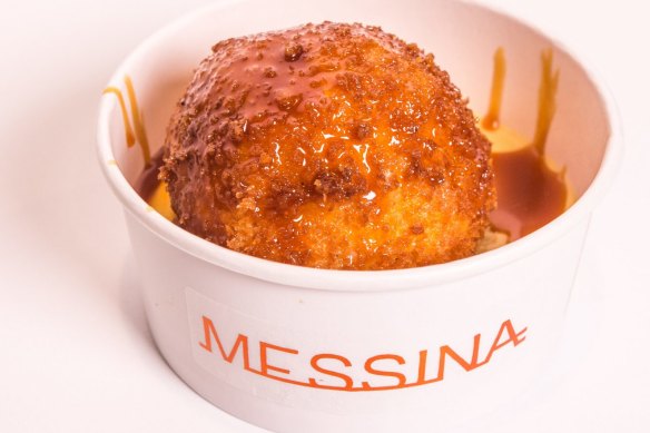 Fryer and Ice: hot and cool deep fried caramel and coconut gelato with a good splash of passionfruit caramel.