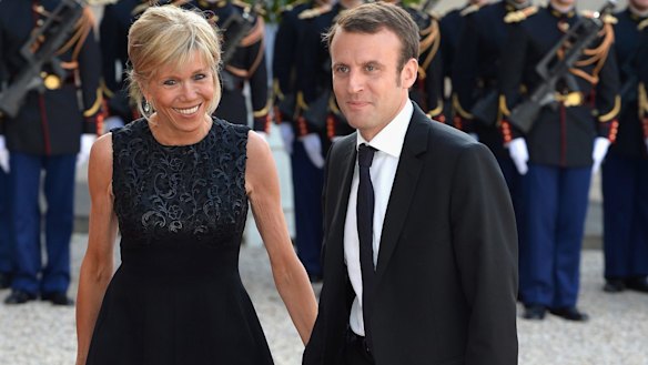 Emmanuel Macron and wife Brigitte in 2015. 