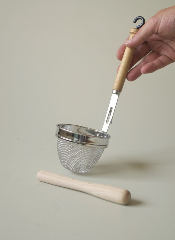 Miso koshi: A handy strainer with a pestle that allows you to mix miso into dashi for miso soup. It distributes it into the broth without clumping. $45, mrkitly.com.au