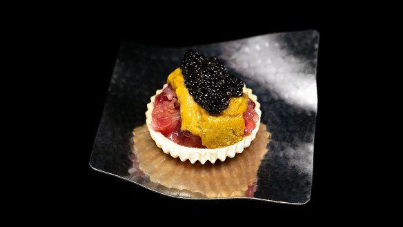 Kuon Omakase's big eye tuna tartare with Tasmanian sea urchin and caviar.