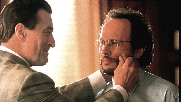 Robert De Niro, left and Billy Crystal in <i>Analyse This</i>. De Niro played a mob boss in psychotherapy.
