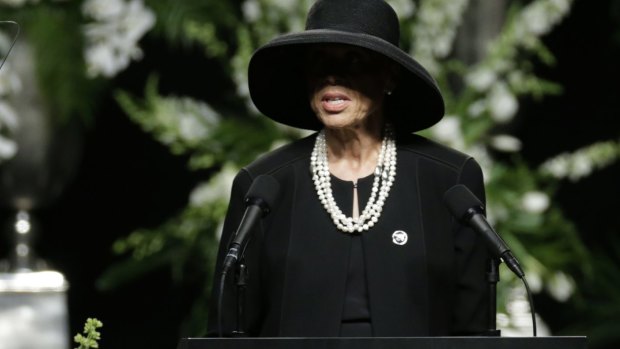 Muhammad Ali's wife Lonnie speaks at his memorial service.