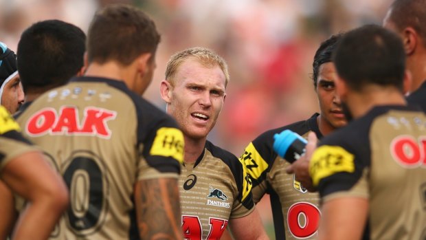 Come on boys: Penrith skipper Peter Wallace rallies his troops on Sunday.