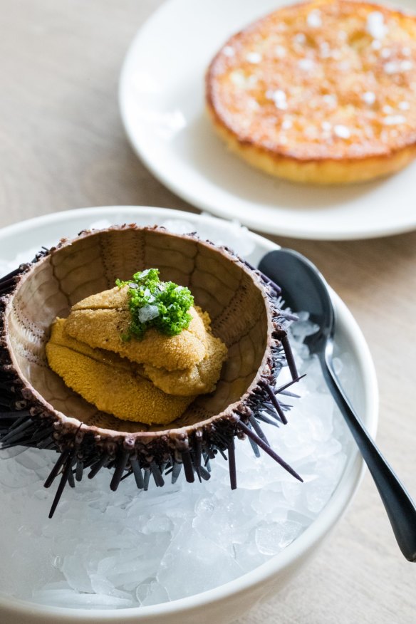 Sea urchin with freshly made crumpets is the star attraction of Saint Peter's brunch menu.