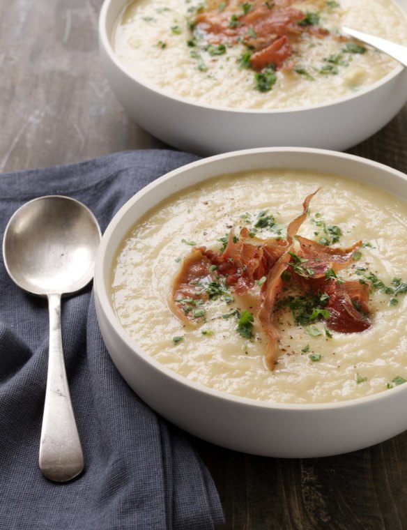 Potato and leek soup with parmesan.