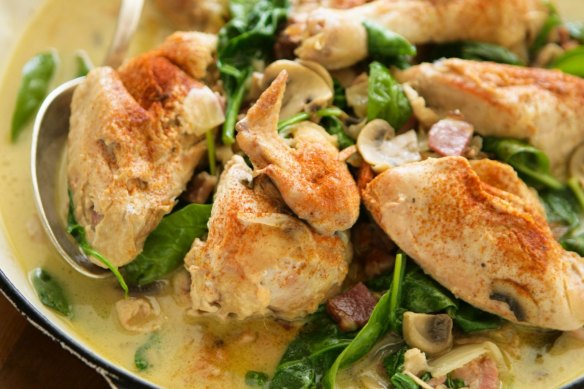 Flash in the pan: Chicken with mustard cream sauce.