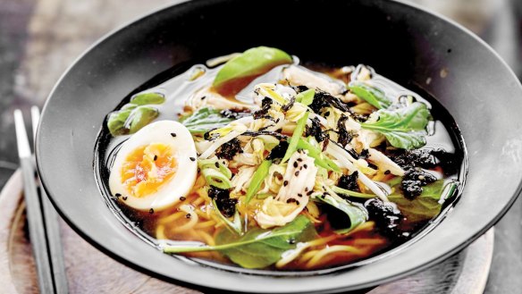 Chicken bone broth yuzu ramen. 