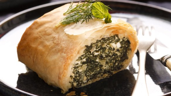 This sort-of spanakopita subs silverbeet for spinach.