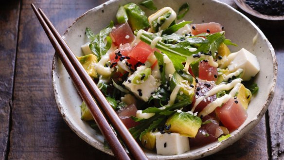 A simple Japanese-inspired salad dressed with wasabi cream.