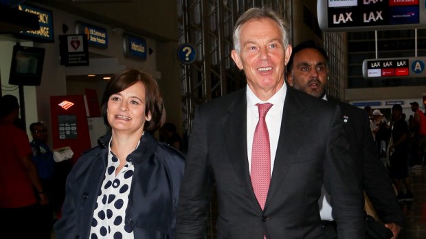 Tony and Cherie Blair, seen together on April 29, 2014, in Los Angeles.