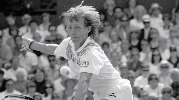 Martina Navratilova in action at Wimbledon in 1994.