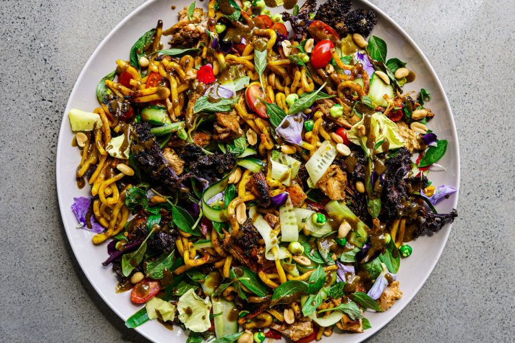 Thai coriander chicken noodle salad.