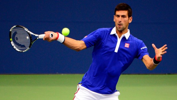 On fire: Novak Djokovic smoked Marin Cilic in their US Open men's singles semi-final.