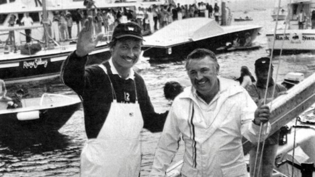 Australia II skipper John Bertrand (left) and Alan Bond.
