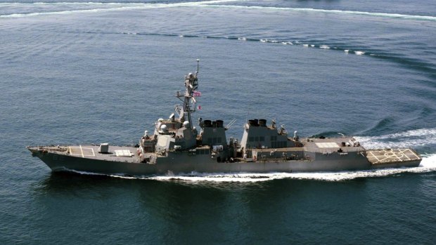 The US Navy guided-missile destroyer USS Lassen which in October sailed within 12 nautical miles of Subi Reef, one of several artificial islands that China has built in the disputed Spratly Islands chain in the South China Sea. 