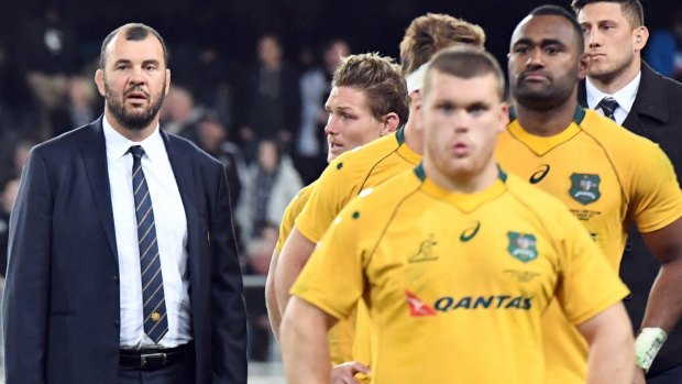 Stunning turnaround: Michael Cheika looks on after the shattering loss to New Zealand in Dunedin.