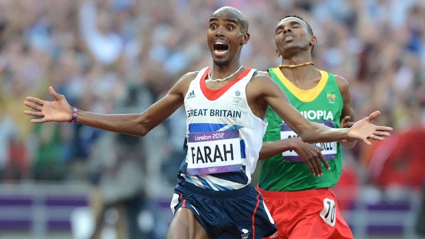 Mo Farah wins gold for Great Britain in the 5000m at the London Olympics.