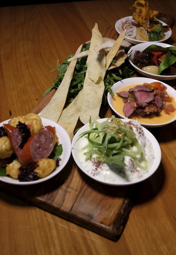 The chef's tasting plate showcases native Australian ingredients. 