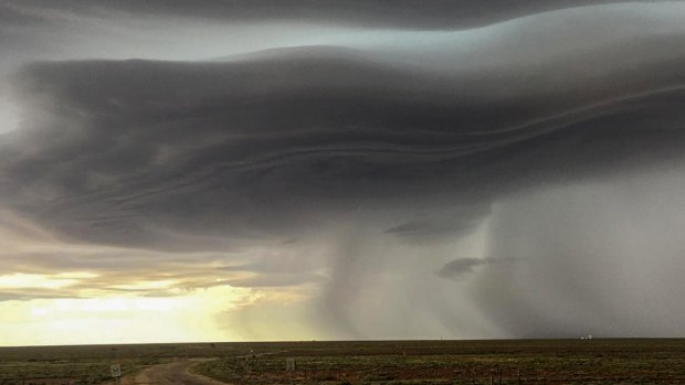 The storm passing through Woomera in SA's north on Wednesday.