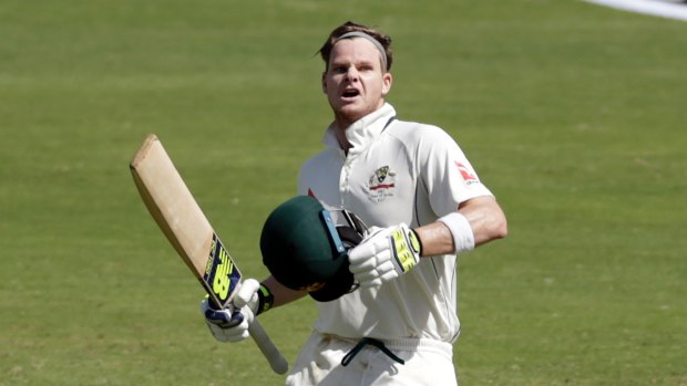 Ton up: Australia's captain Steve Smith was "pleased to score a second innings hundred in India".