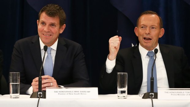 NSW Premier Mike Baird is showing leadership on donations laws where it is lacking from Prime Minister Tony Abbott.