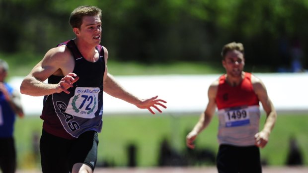 Speedster: Alexander Hartmann posted an Olympic qualifying time in winning the 200m final at the ACT Athletics Championships. 