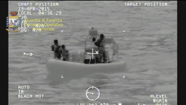 A rescue vessel during the search and rescue operation after a boat carrying migrants capsized killing more than 750 people in the Mediterranean in April.