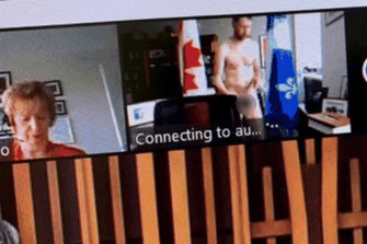 A screenshot of Quebec MP William Amos on a Zoom call with colleagues 