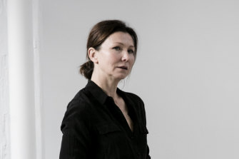 Actress Anita Hegh in rehearsal for A Room of One's Own at Belvoir.