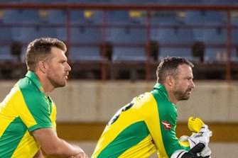 Aaron Finch and Matthew Wade in St Lucia.