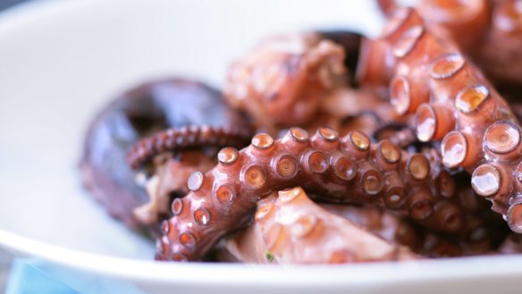  Fresh octopus was part of the lunch. 