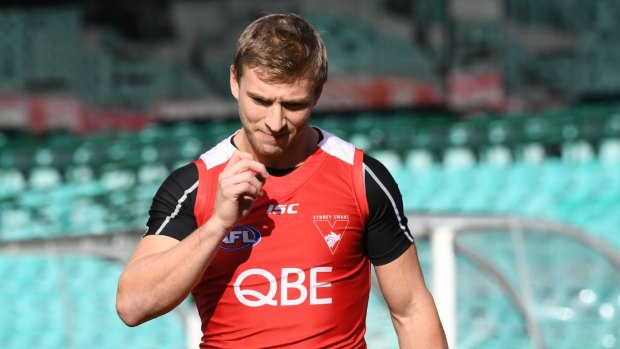 Frustrated: Co-captain Kieren Jack at the Swans' training session at the SCG on Wednesday.